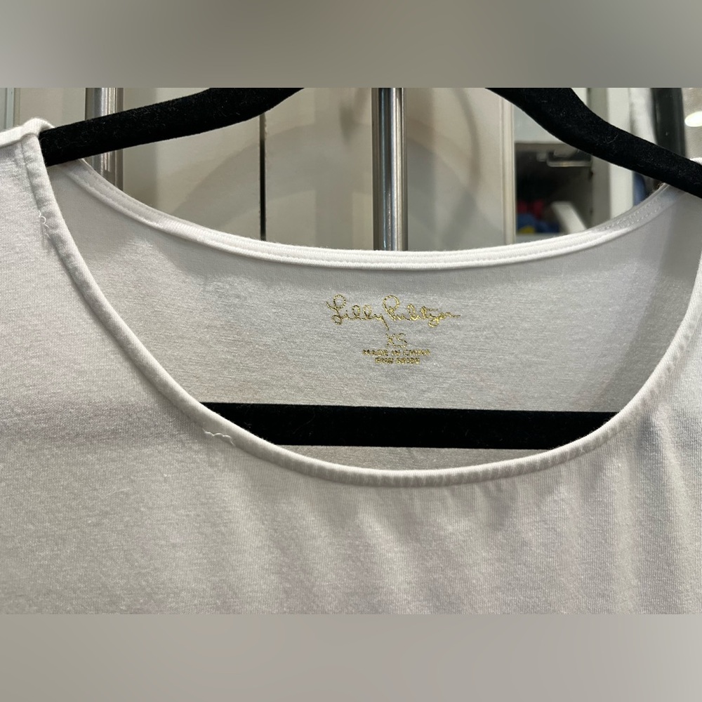 LILLY PULITZER Hayes Lace Trim Top Resort White XS Style# 002967 - Picture 5 of 8